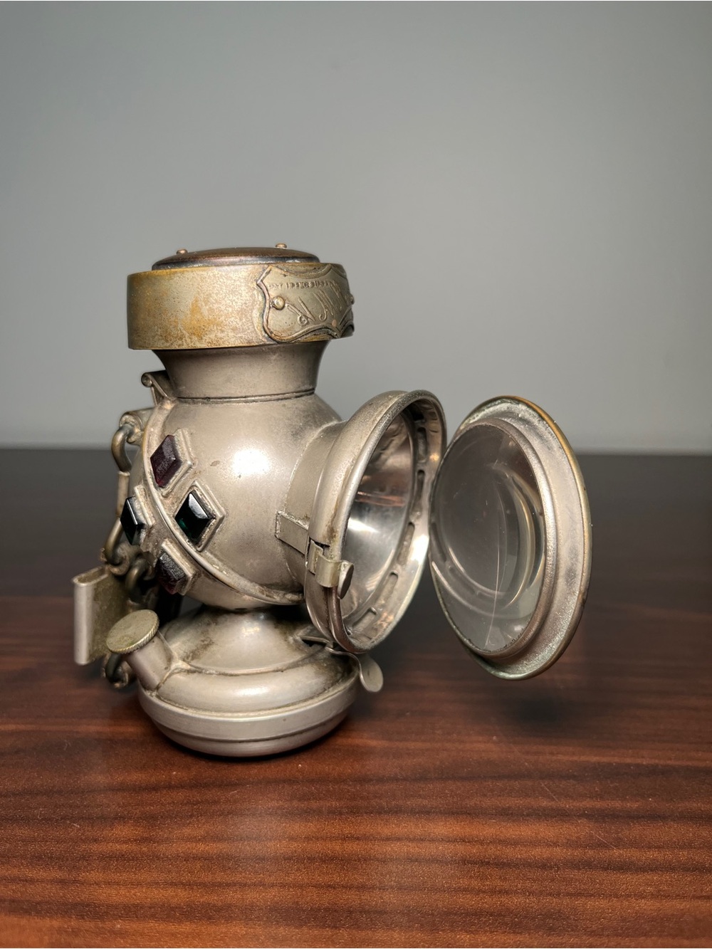 Antique 1890s H. Miller Co Ltd "LITO" Bicycle Oil Lamp - Jeweled & Complete! - Picture 1 of 15